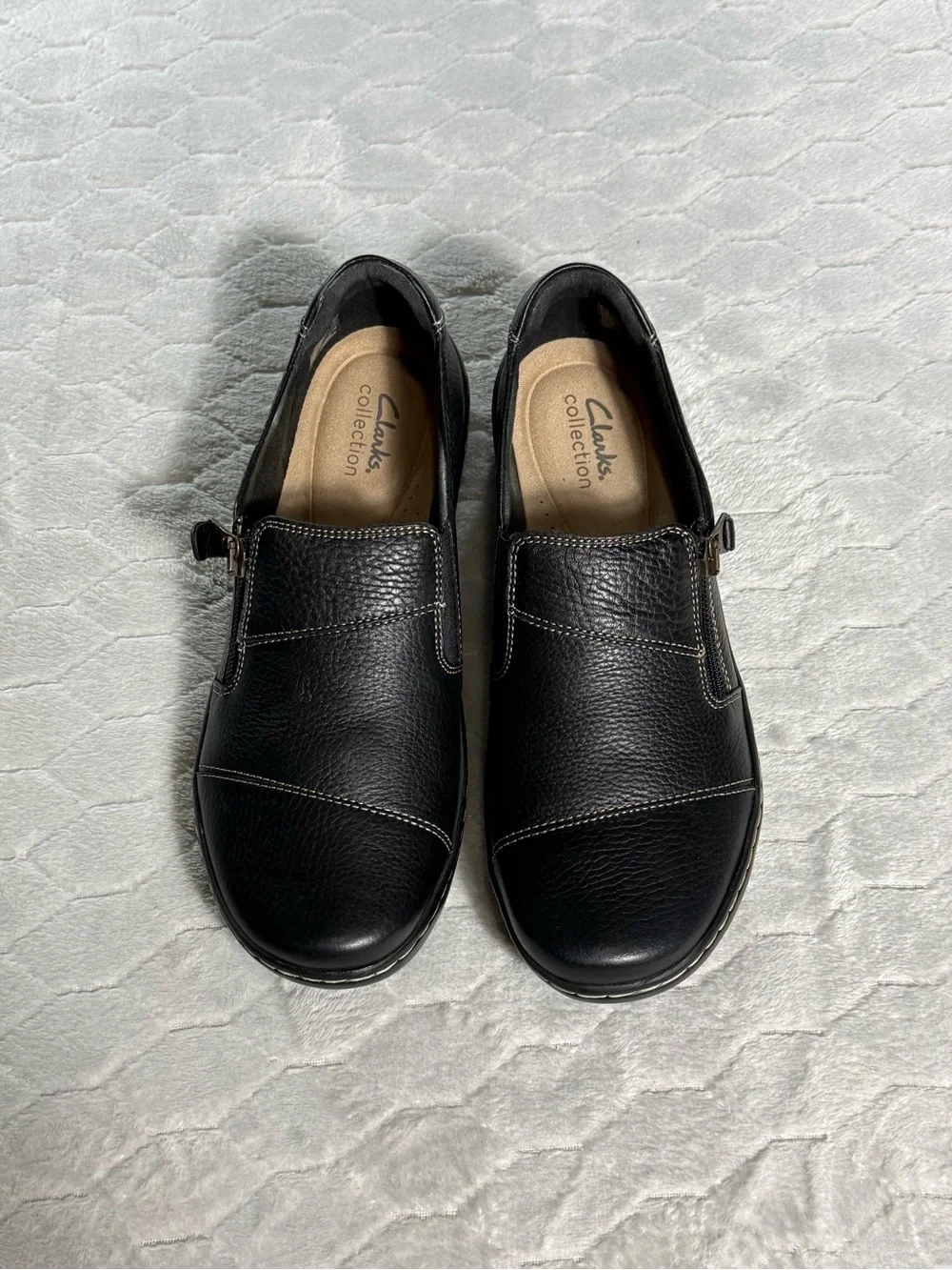 Clarks Collection Ultimate Comfort Black Leather Slip On Shoes 10M